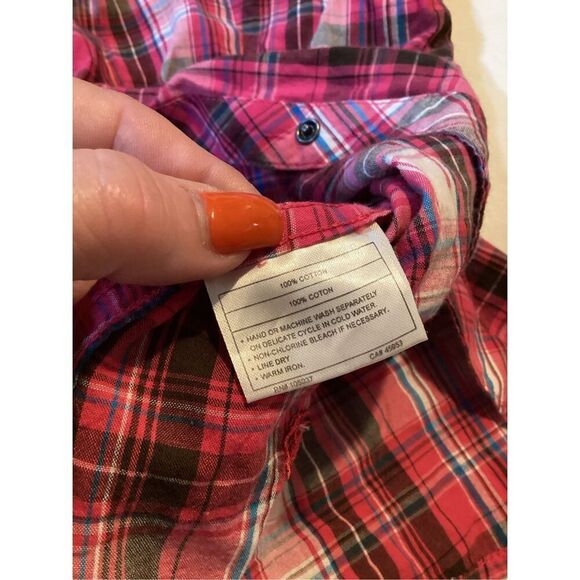 Ariat Womens Snap Button Plaid Shirt Sz M Embroidered Fuchsia - Picture 9 of 9